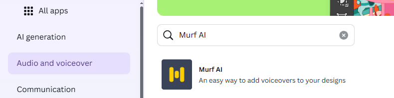 Murf AI integration inside Canva