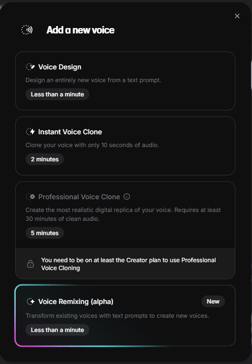 adding new voice to elevenlabs