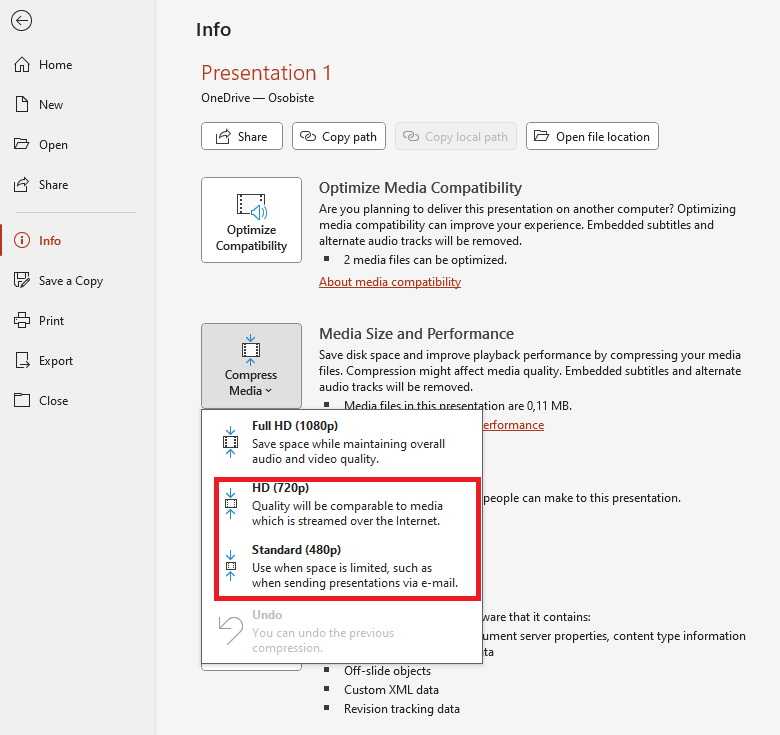 compressing media powerpoint